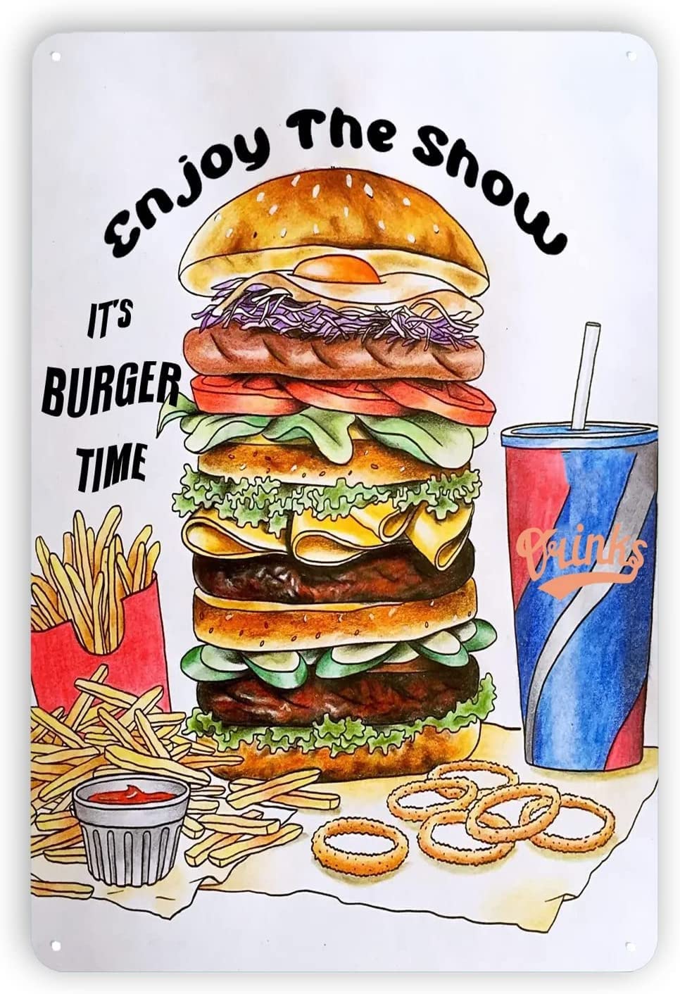 Amazon | ショーバーガータイムハンバーガーポスターブリキサインをお