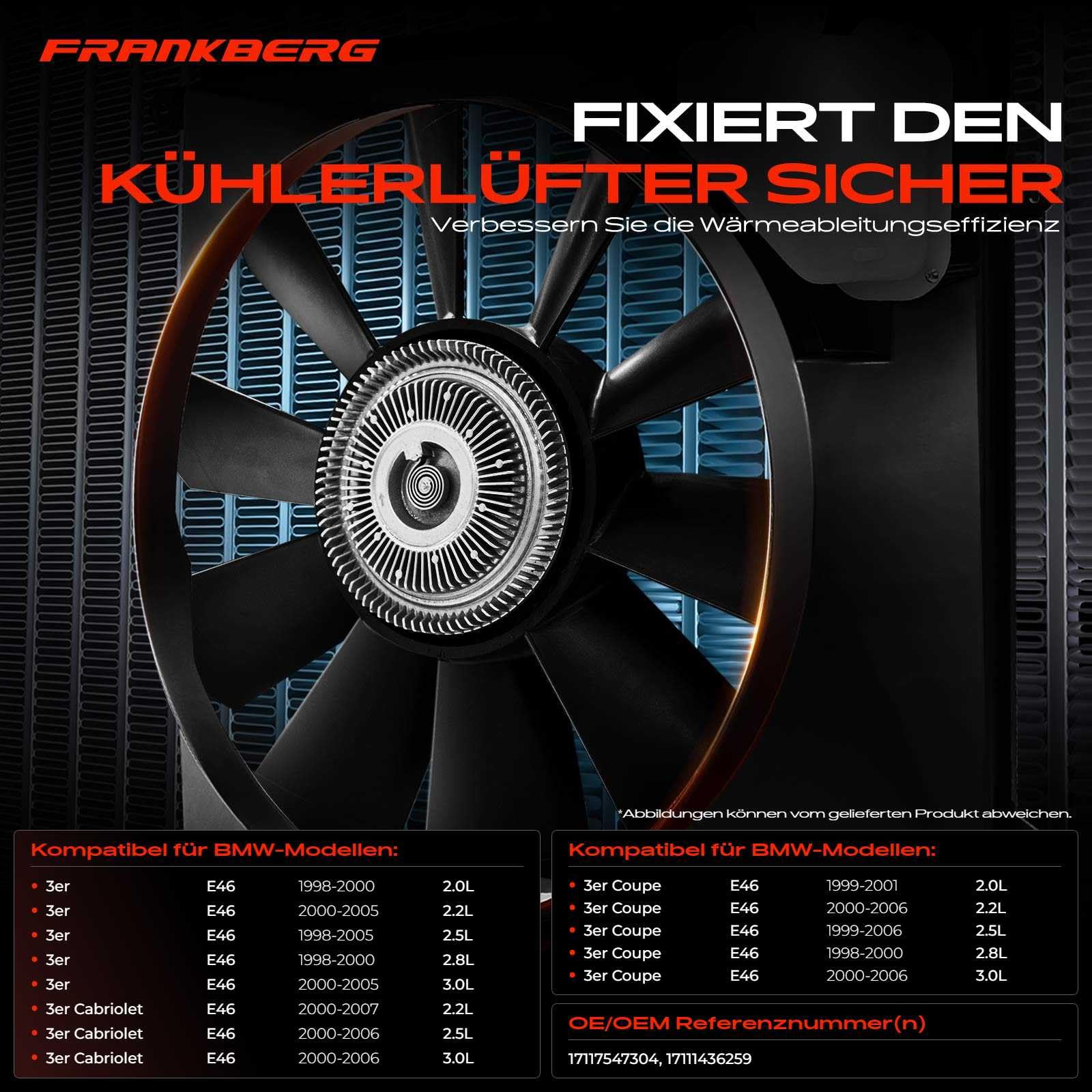 Frankberg Kühlerzarge Lüfterzarge Kühlerrahmen für 3er E46 320 323 325 328 330 1998-2007 17111436259
