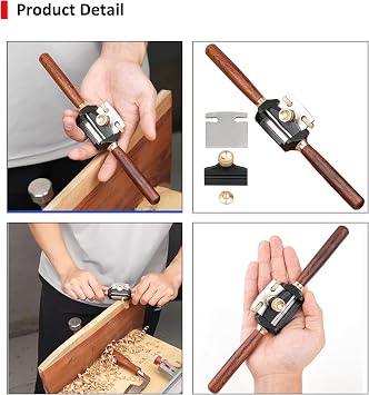 2PCS 10'' Adjustable Spokeshave with Flat and Curved Base, Portable Woodworking Planes Wood Working Hand Tool Perfect for Wood Craft, Carving, Working