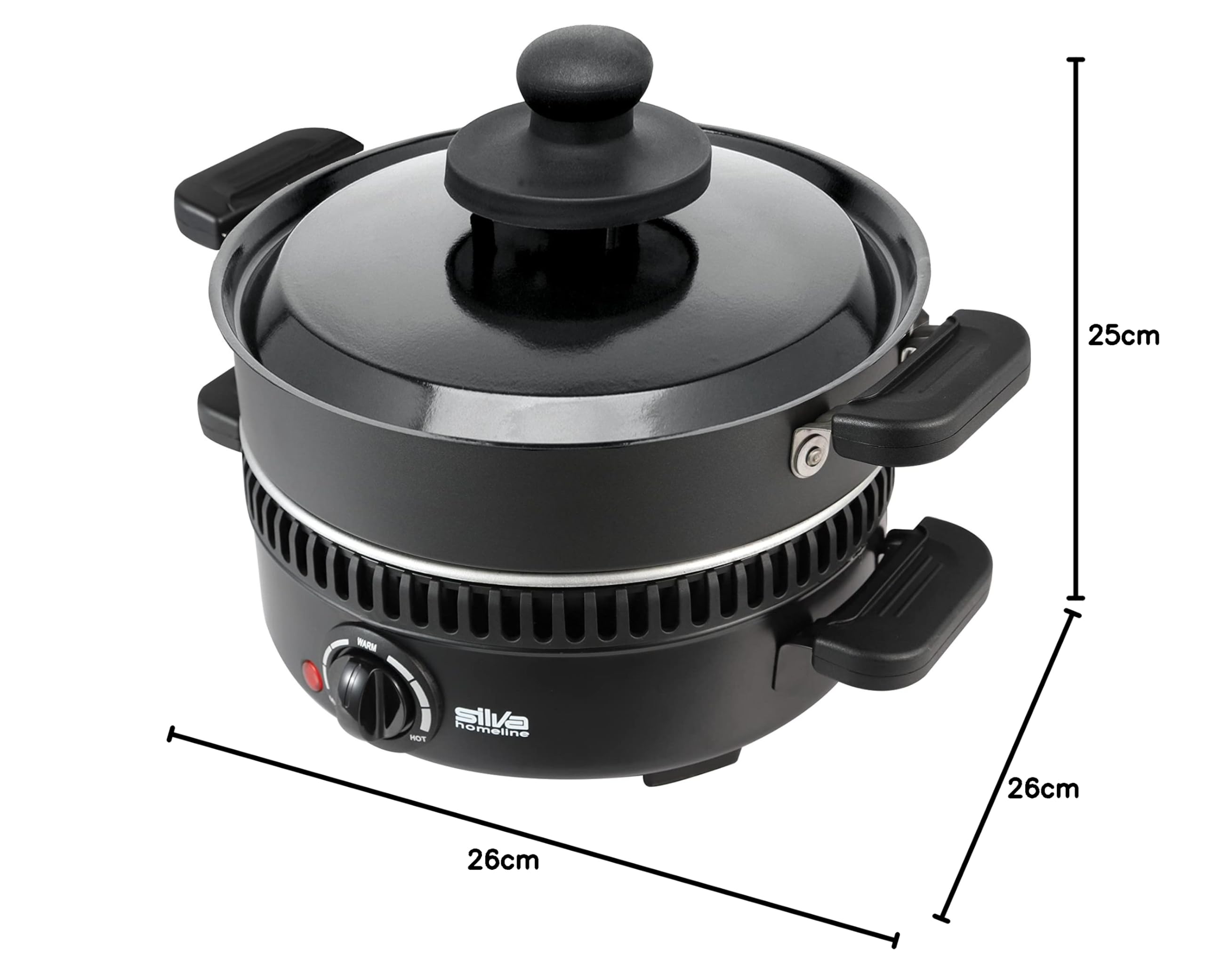 Silva Homeline PK-M 800 Multiröster mit Wendegrillplatte, 600 W, schwarz