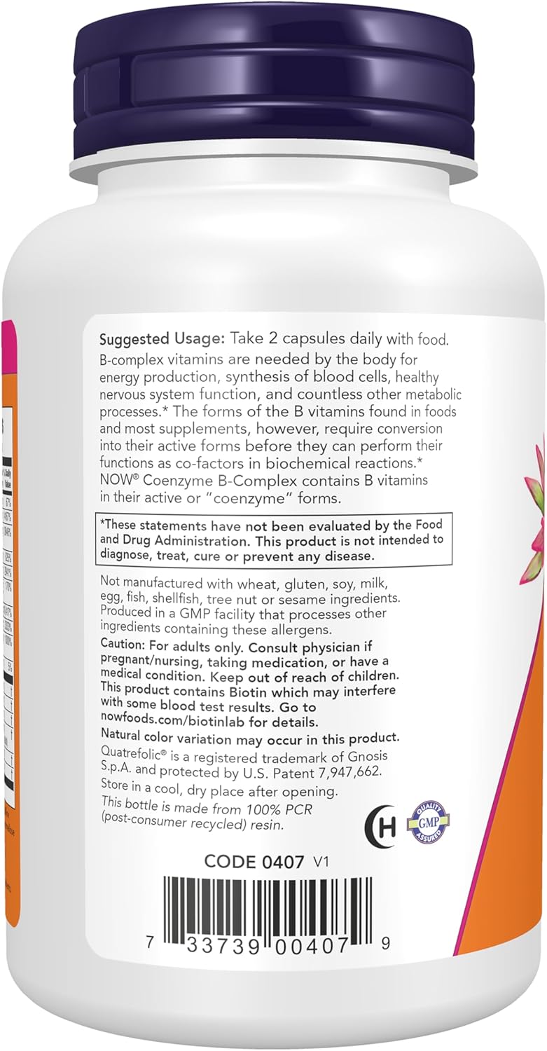 Now Supplements, Co-Enzyme B Complex with Alpha Lipoic Acid and CoQ10, Nutritional Health, 120 Veg Capsules