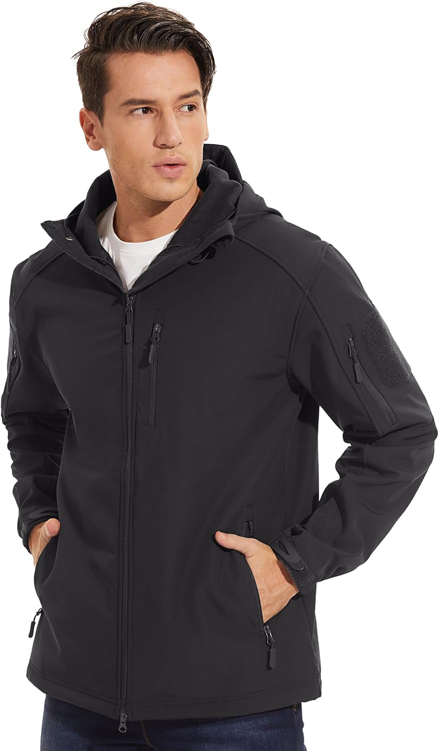 TACVASEN Men's Tactical Jacket with Hood Water Resistant Special Ops Military Softshell Coat - Image 7