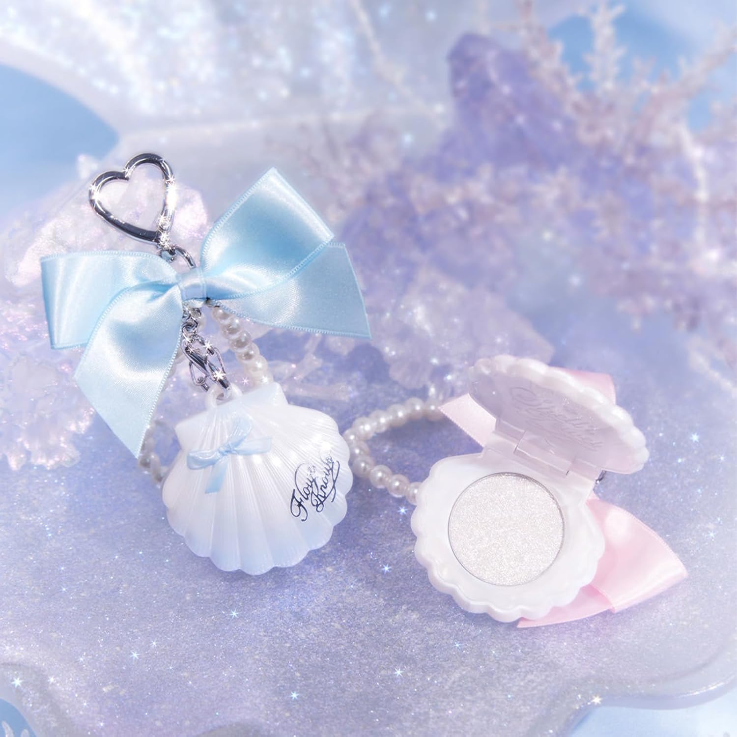 Flower Knows Shell's Jewel Highlighter Balm,Cute Bag Charm Keychain,Glitter Pearly Highlighter Makeup,Natural Glow Finish,Long Lasting Face Illuminator,Gift for Women,Girls,0.11 oz(Blue Tears) - Image 5