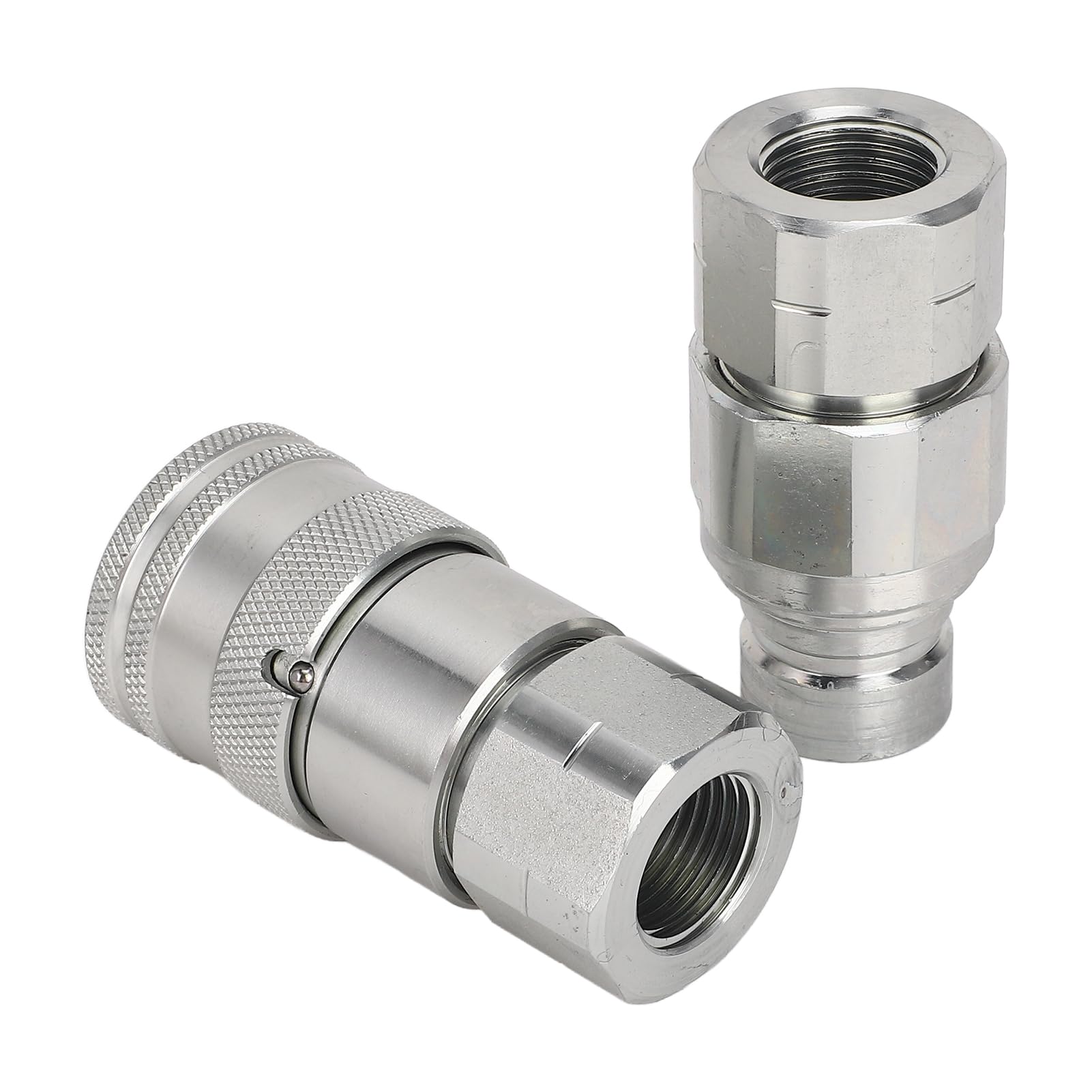 Acoplamientos hidráulicos de conexión rápida, 2 piezas, accesorios de conexión rápida de cara plana de acero al carbono de alta resistencia con tapas antipolvo, rosca 1/2 N