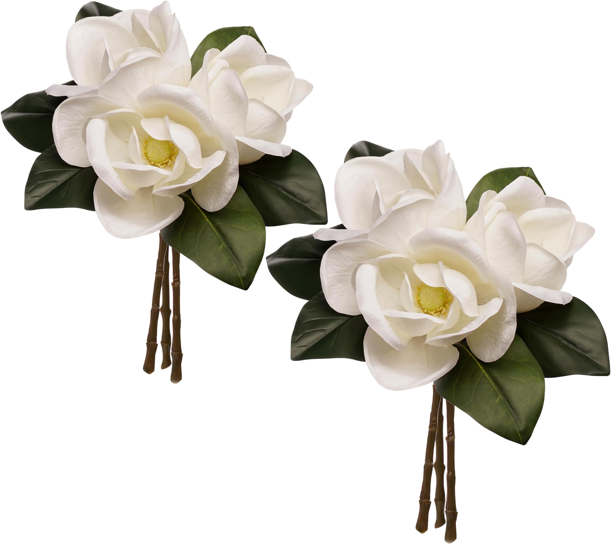 Faux Real Touch White Magnolia Flowers for Vases, 6 Stems, Artificial Realistic Magnolia Large Flowers for Home Décor