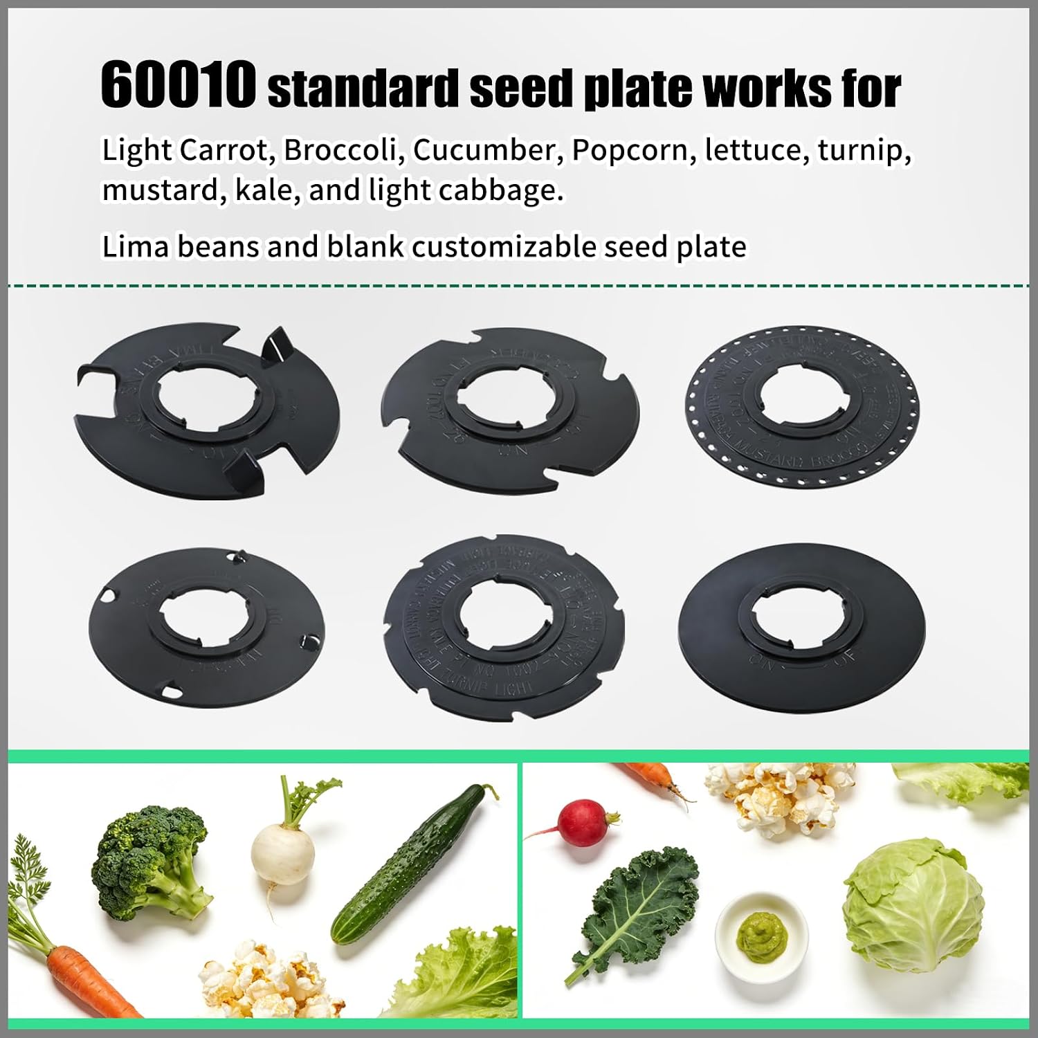 60009 60010 Seed Plate 12 Set Fits EarthWay 10001 1001-B Garden Seeder image 4