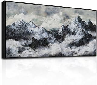 hyidecorart Landschaft Wandbilder mit Rahmen Modern Berge Gemälde 50x100 cm