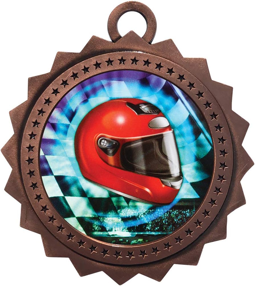 Express Medals Various 10 Pack Styles of Auto Racing Flag Award Medals with Neck Ribbons Trophy Award Prize Gift