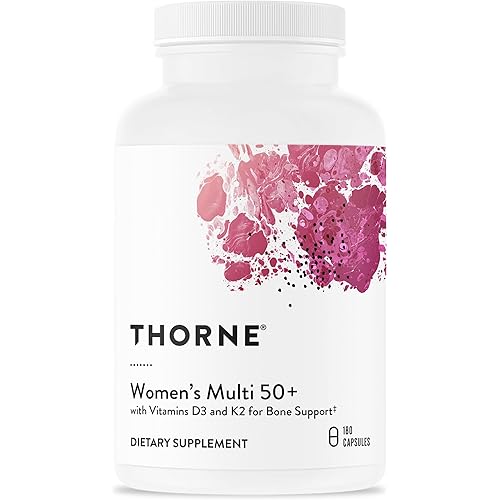 THORNE - Women's Multi 50+ - Comprehensive Daily Multivitamin with Vitamins A, B6, B12, C, D, E, K, Zinc & More - Support Heart, Brain, Bone & Immune Health* - 180 Capsules
