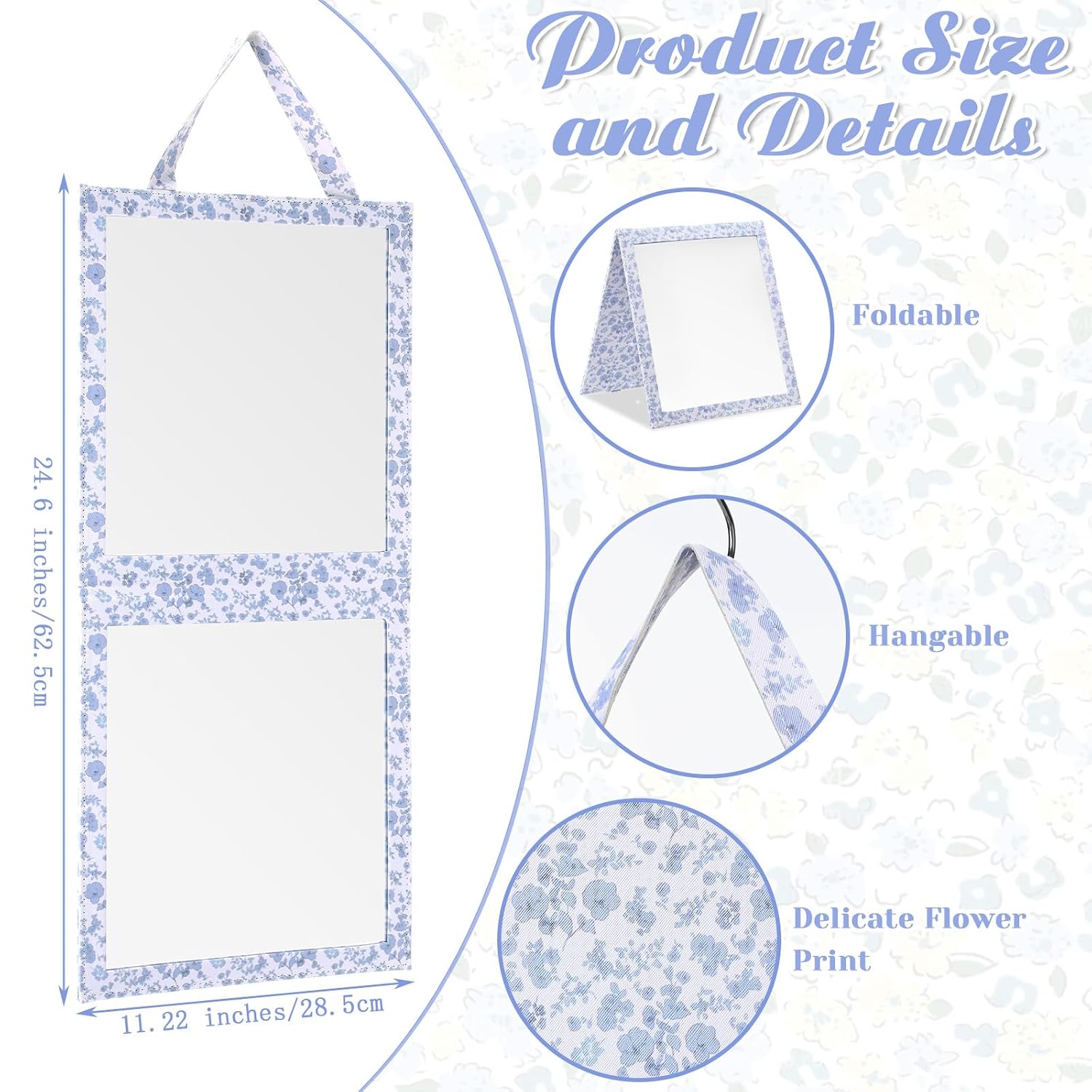 Colingmill Blue Foldable Travel Mirror Full Length Hanging Backstage Mirror image 3