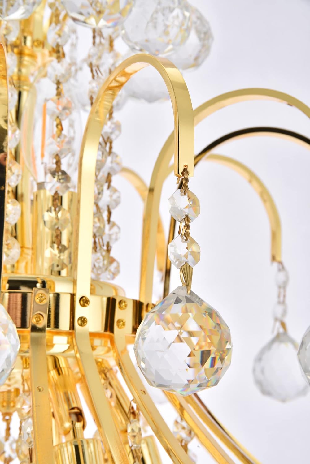 Elegant Lighting 8003D25G/RC Royal Cut Clear Crystal Toureg 15-Light, Two-Tier Crystal Chandelier, Finished in Gold with Clear Crystals