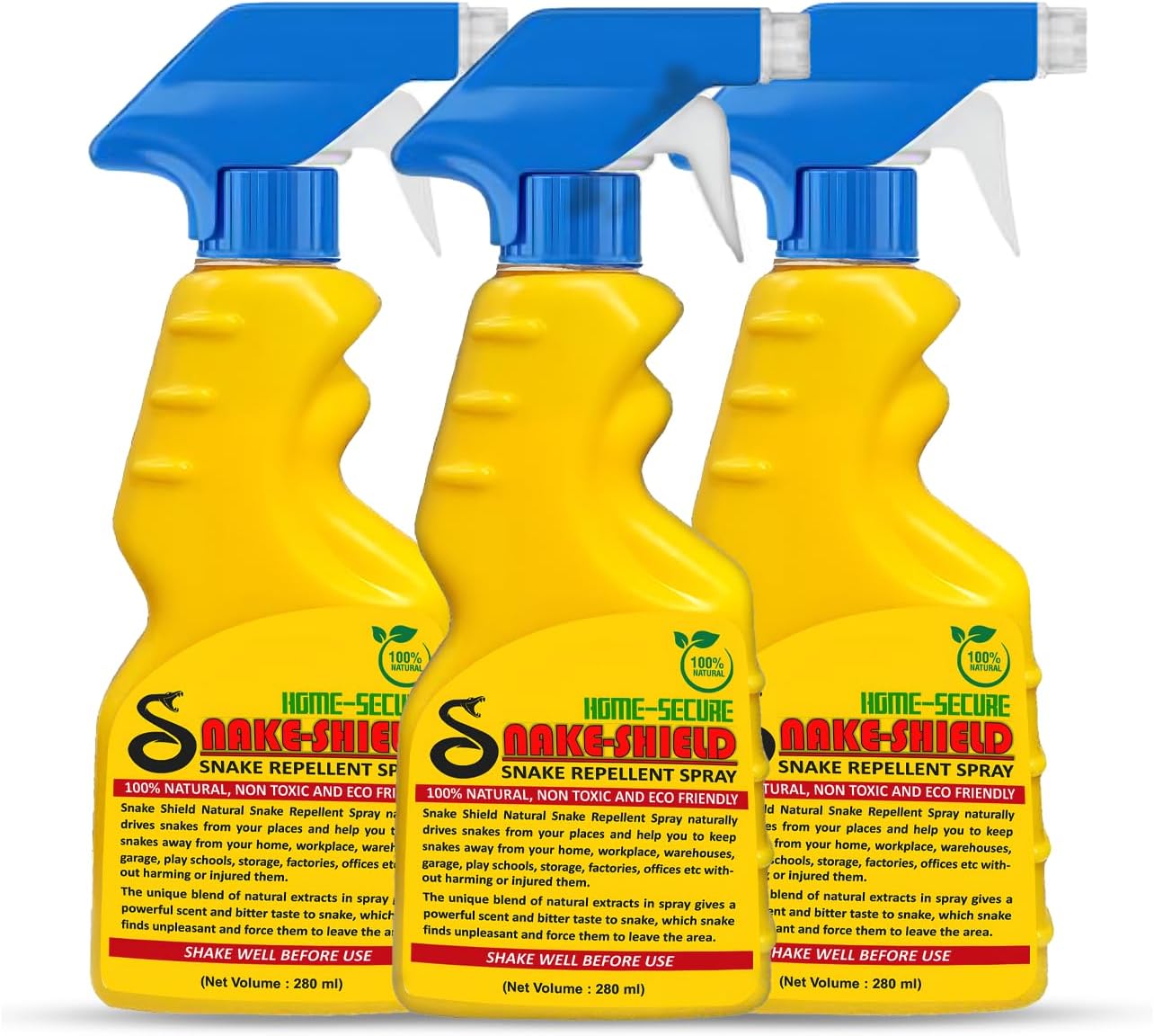 Home-Secure Snake Shield Snake Repellent Spray |Natural Herbal Snake Away Spray | Pet Safe, Non-Toxic, Bio Degradable | Snake Repellent For Outdoors Indoors (Pack of 3)