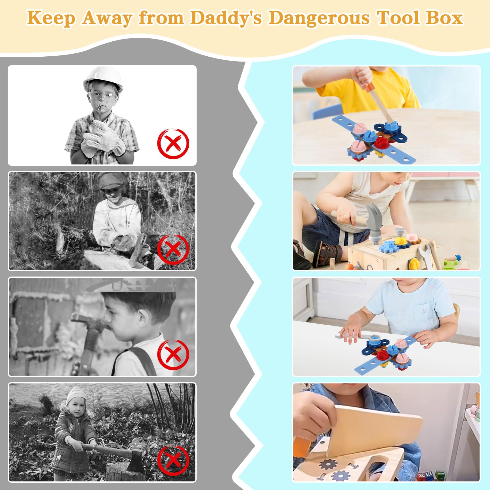 Mezzar Outil Coffre Enfants Jouet Bois Jouet, Ensemble De 18 Werkbank