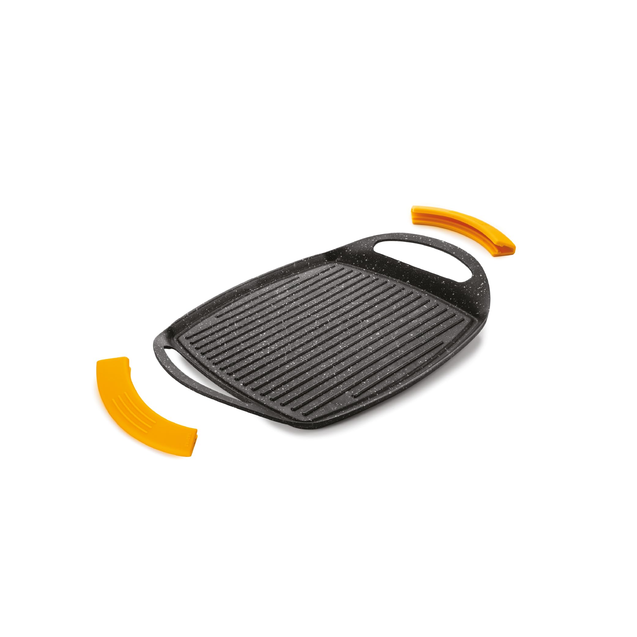 IBILI - Plancha ondulée en pierre basique, 47 x 29 cm, Fonte d’aluminium, Antiadhésif style pierre, Compatible avec l’induction