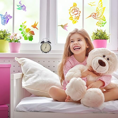 Miniatura 7 de 6 plantillas para pintar sobre madera, plantilla reutilizable para pintar con flores, abeja, mariposa, plantilla para dibujar manualidades en