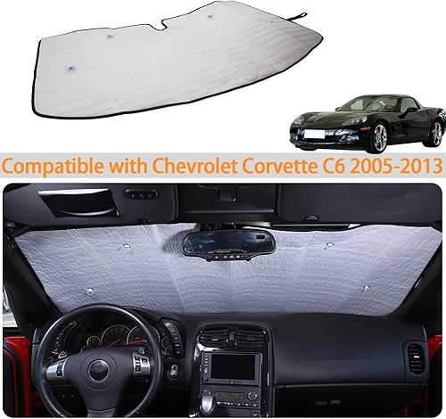 Miniatura 6 de Parasol para parabrisas compatible con Chevrolet Corvette C6 2005-2013, parasol plegable para ventana delantera, visera de protección solar