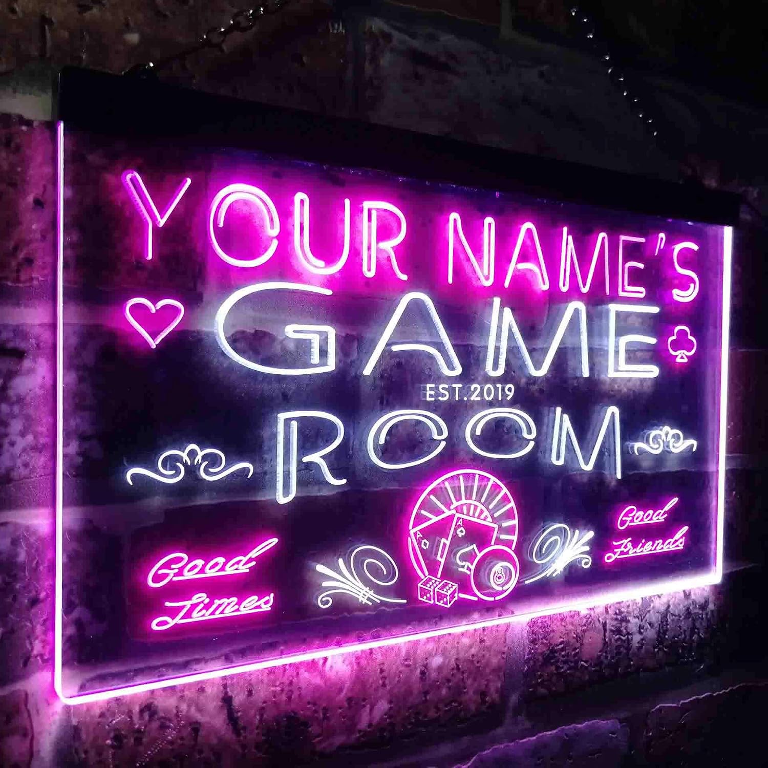 ADVPRO Personalized Your Name Est Year Theme Game Room Man Cave Dual Color LED Neon Sign White & Purple 12" x 8.5" st6s32-PL1-tm-wp