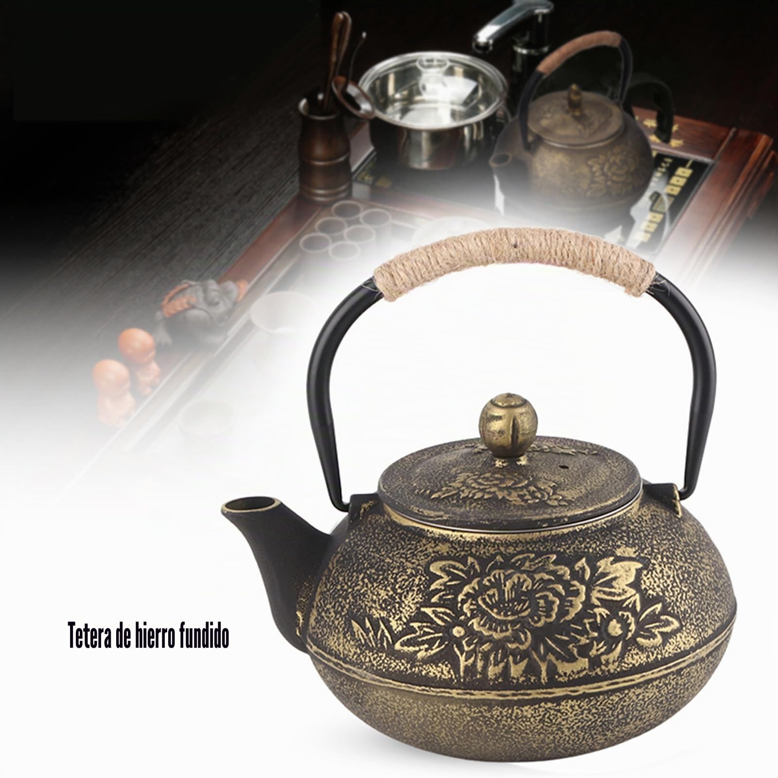 Tetera Japonesa De Hierro Fundido, Tetera China Con Infusor De Acero Inoxidable, Teteras Para Estufa, Tetera De Tetsubin, Tetera Japonesa De Tetsubin Para Té De Hojas Sueltas, 900 Ml