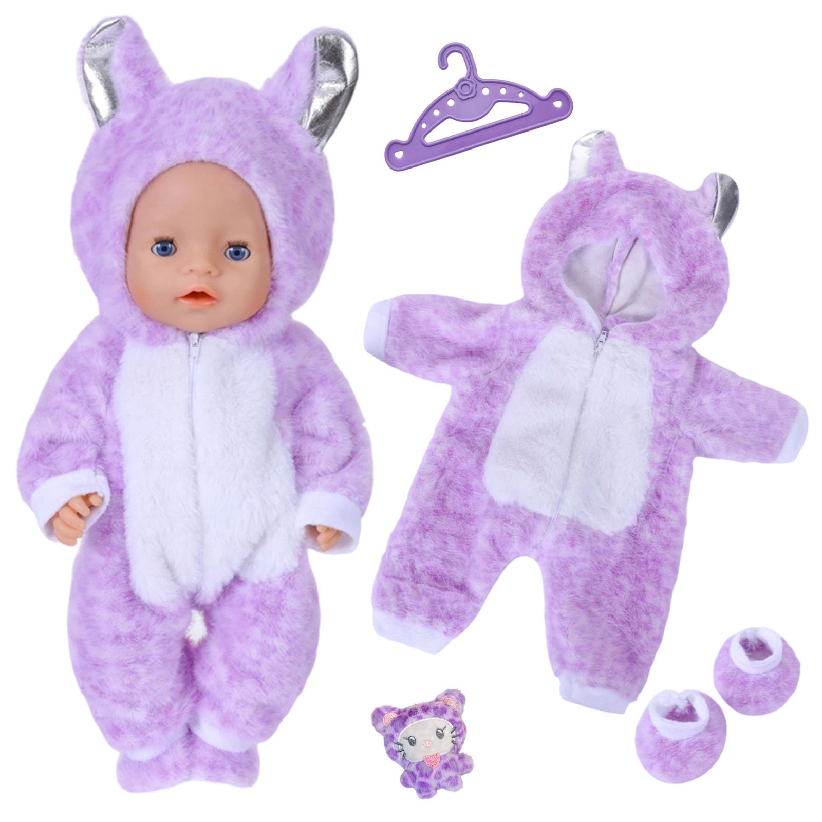 Baby Doll Clothes for 14-18 Inch Doll, Baby Dolls Accessories for 35-45cm Dolls, Cute Jumpsuit, Socks, Cute Pendants, Hanger
