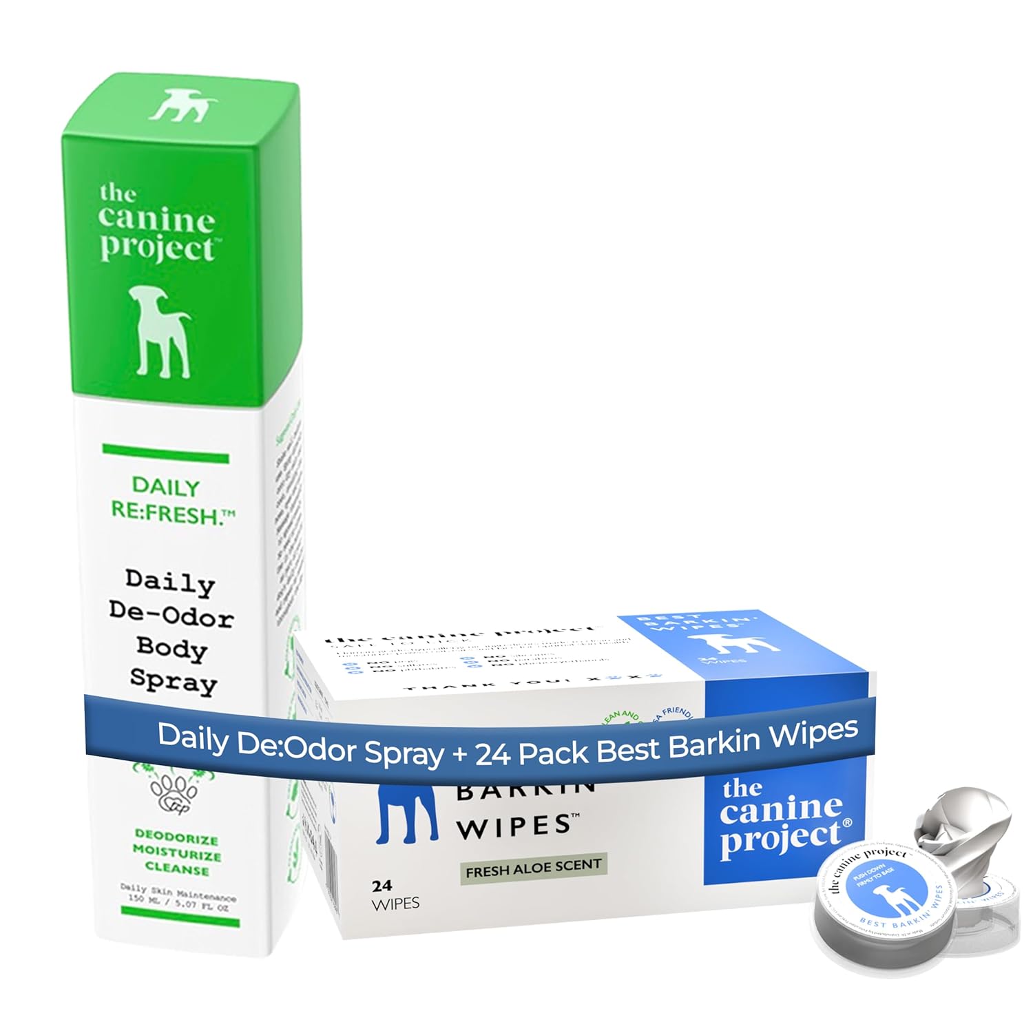 Dog Deodorizing Spray & Grooming Wipes Bundle - Long-Lasting Fresh Coat Spray + Aloe-Infused Micellar Wipes for Paws, Ears & Butt - Gentle Daily Cleaning & Odor Control, 2 Pack