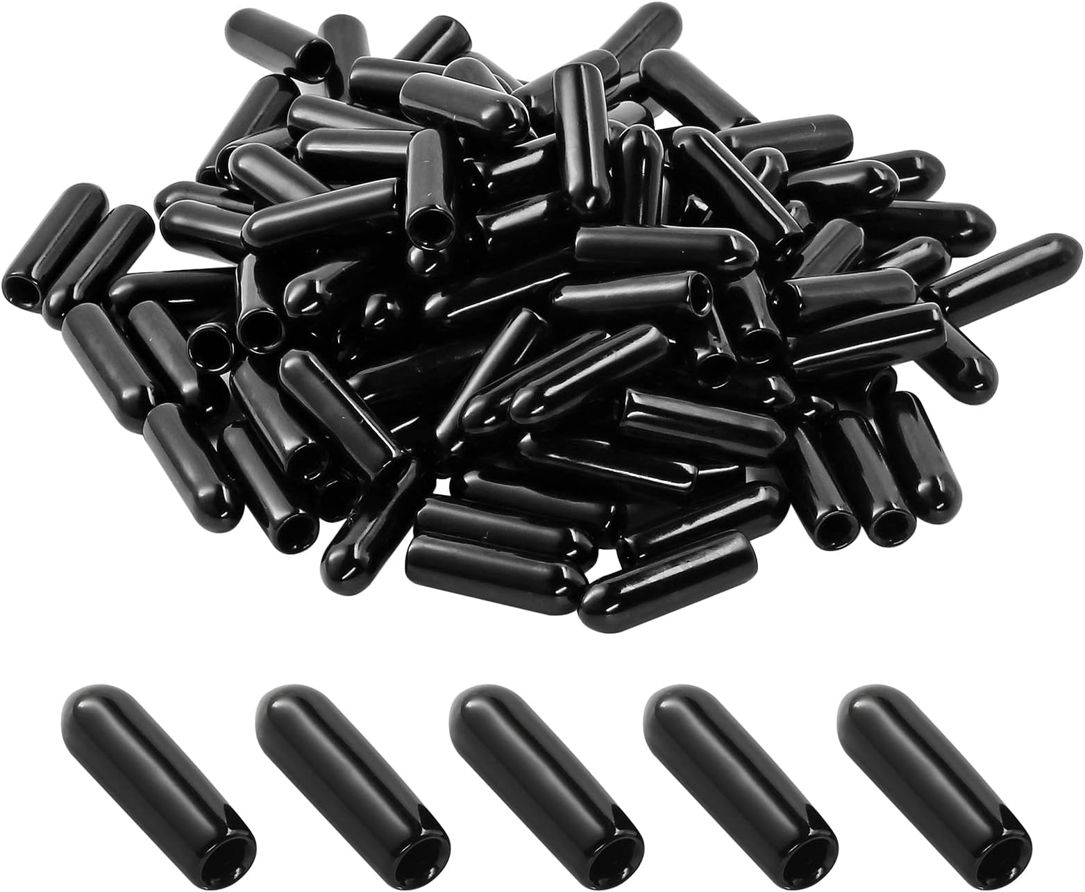 - 120PCS Screw Thread Protectors 3mm ID Rubber End Caps Vinyl Flexible End Caps Round Tube Bolt Cap (Black, 120PCS)