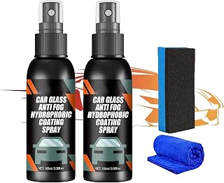 Car Windshield Spray Water Repellent Anti fogging Agent, Car Glass Anti-Fog Hydrophobic Coating Spray, Mirror Windshield Washer Fluid Rainproof Agent, Glass Oil Film Removal Agent (2 PCS,100ml)