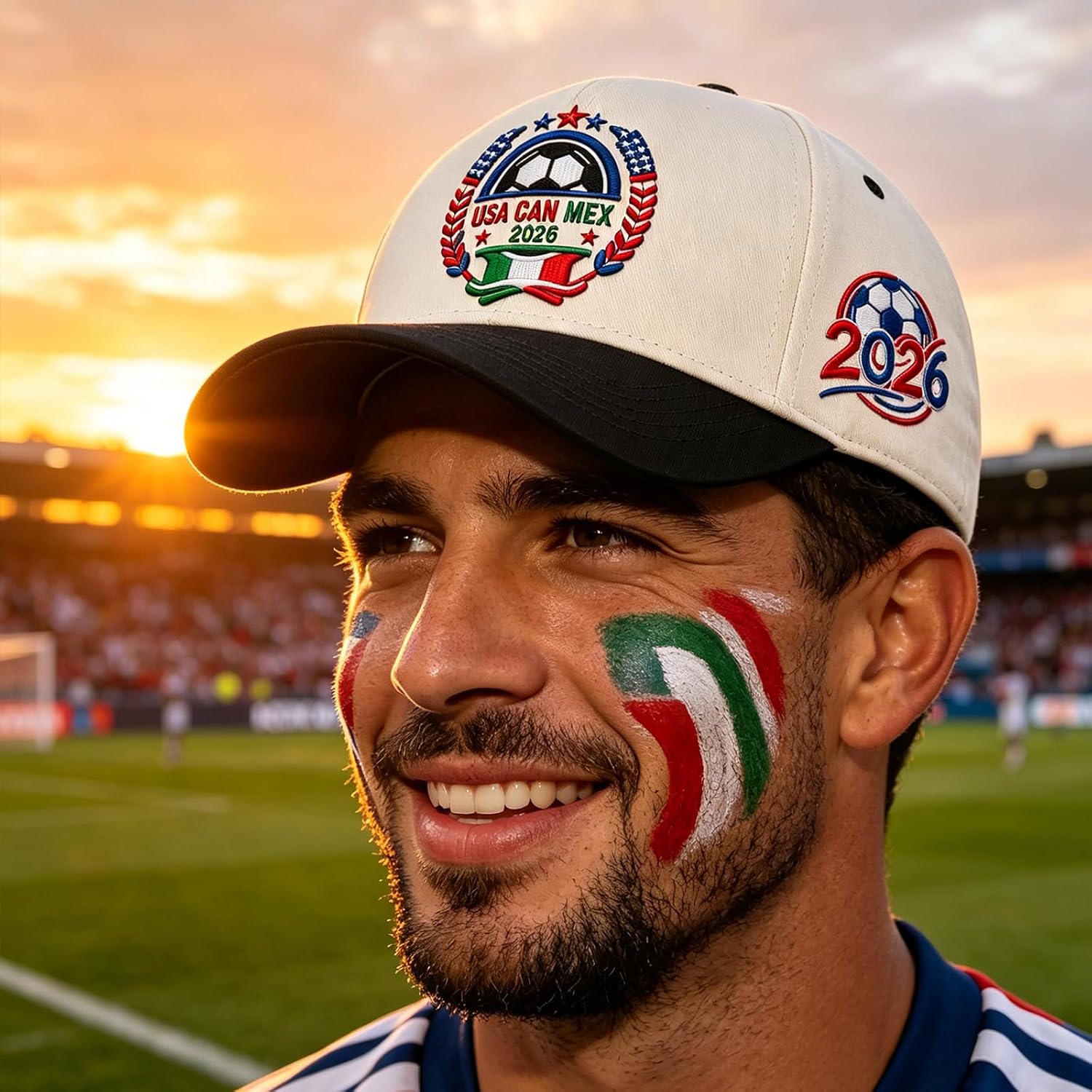 2026 Soccer Fan Cap, USA Canada Mexico Inspired Embroidered Cotton Baseball Hat, Adjustable Sports Cap for Men Women