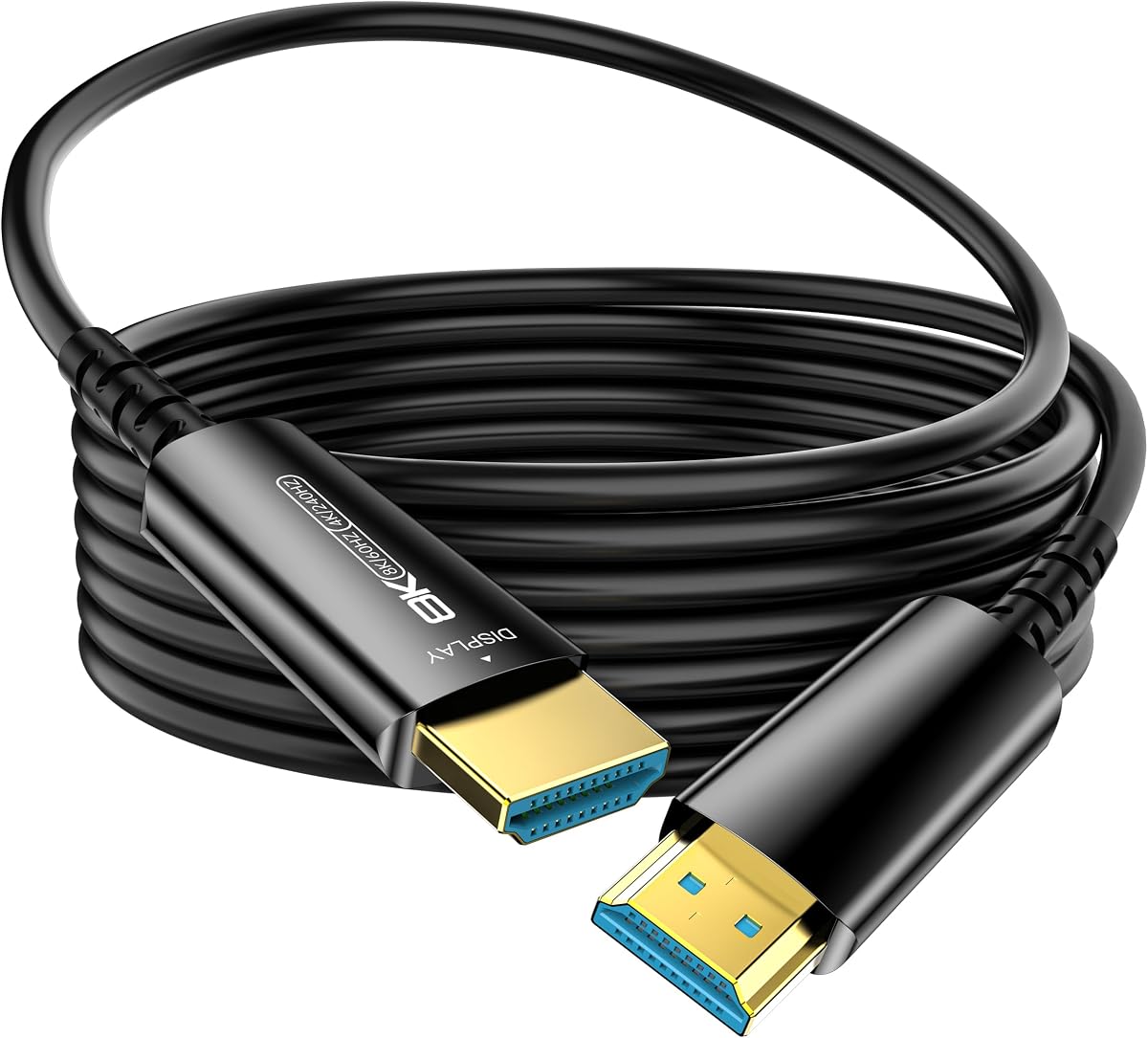 Cable HDMI de fibra óptica de 65 pies, cable HDMI 2.1 de 8K de largo, cable HDMI delgado de 48 Gbps de velocidad ultraalta, 8K@60Hz, 4K@240Hz/120Hz, HDR dinámico, eARC, HDCP 2.2 y 2.3, 3D, compatible con PS4/5/Xbox/TV/Laptop
