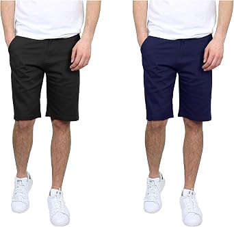 Mens 5-Pocket Flat-Front Stretch Chino Shorts 2-Pack, Size 30-42