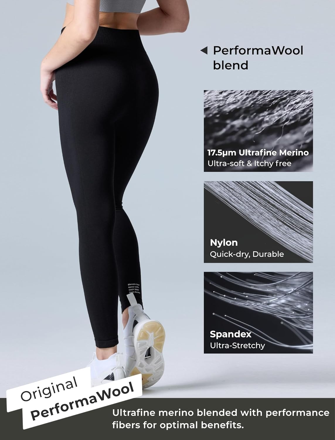 COZYZERO Women’s Seamless Merino Wool Baselayer Leggings – Medium Compression Thermal Tights for Skiing & Snow Sports - Image 3