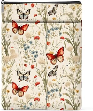 Book Lovers Book Sleeve, Book Accessories Bookish Gifts Book Gifts Friendship Christmas Birthday Gifts for Women Floral Lovers Grandma, Aesthetic Book Pouch Book Protector, Flower Butterfly