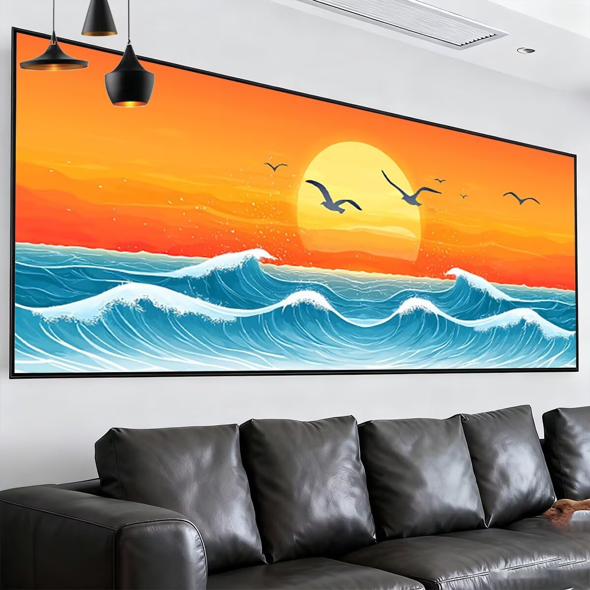 Obraz diamentowy duży rozmiar 180 x 70 cm, obraz diamentowy oceaniczny kompletny zestaw, DIY dla dorosłych, diamentowe malowanie zestawy do dekoracji wnętrz (abstrakcyjny) S-63