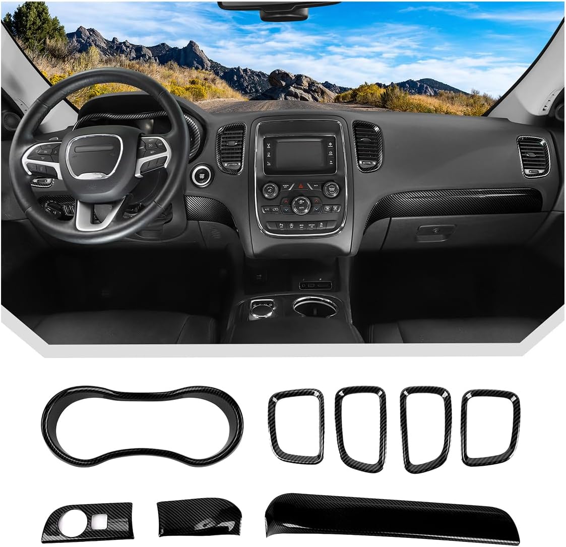 JeCar 8pcs Carbon Fiber Dash Trim Kit for 2014-2020 Dodge Durango Interior Accessories