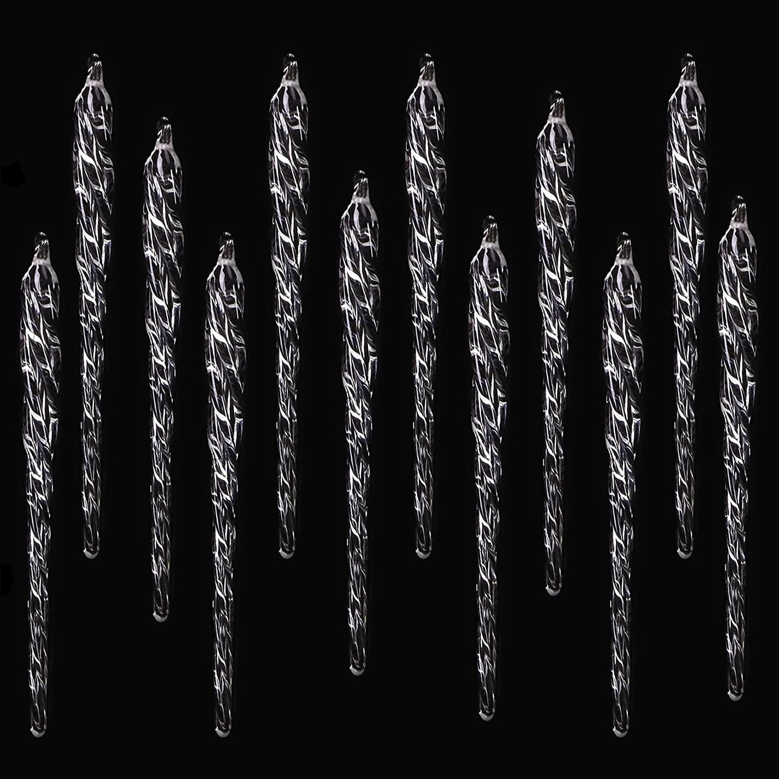 Herzwild Clear Glass Icicles Ornaments Winter Wonderland Icicle Hanging Pendants For Christmas Xmas Tree Decorations