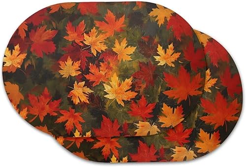 Miniatura 16 de Juego de 6 manteles individuales lavables para mesa de comedor, resistentes al calor, mesa de cocina, decoración del hogar, lavable, ovalada, de