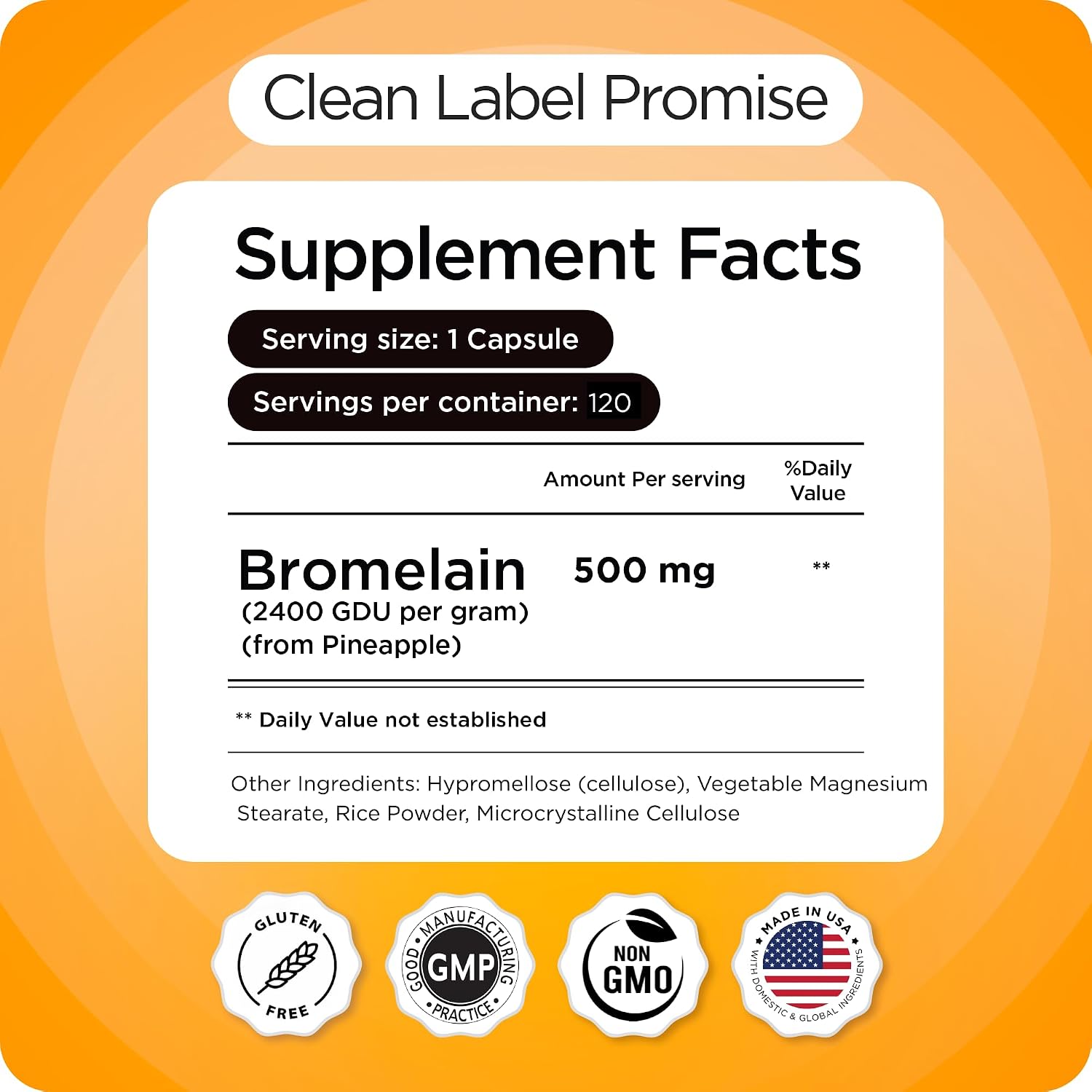 Balancebreens Bromelain 500mg Veggie Caps – 2400 GDU Pineapple Extract Supplement for Joint Support, Natural Swelling Support, and Healthy Digestion – 120 Capsules Made in USA