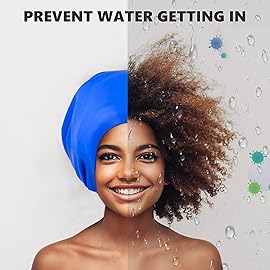 YOGINGO Extra Large Swim Cap for Women and Men Adult Youth,Waterproof Silicone Swim Cap for Very Long Hair, Thick Curly Hair & Dreadlocks Braids Weaves Afro Hair (Blue)