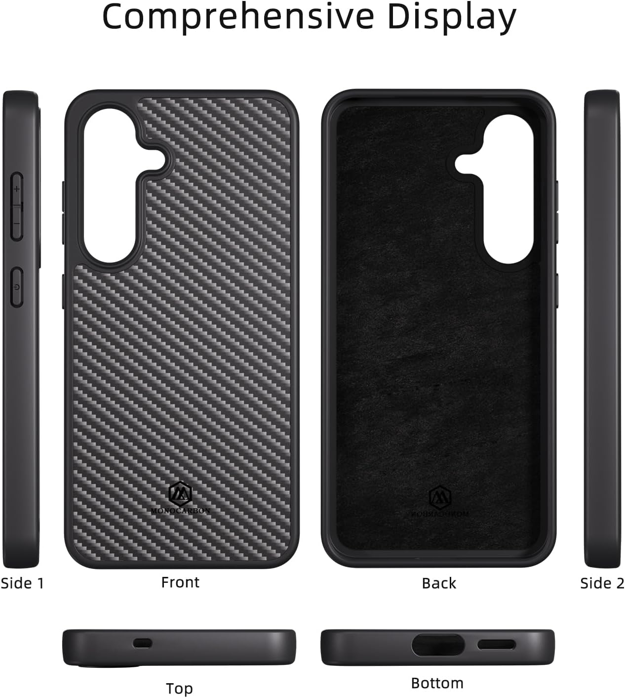 MONOCARBON Real 3K Carbon Fiber Case for Samsung Galaxy S25 Plus (6.7"),Magsafe Compatible,Military-Grade Drop Protection Hard Cover,with Camera Frame & Screen Protection Edge