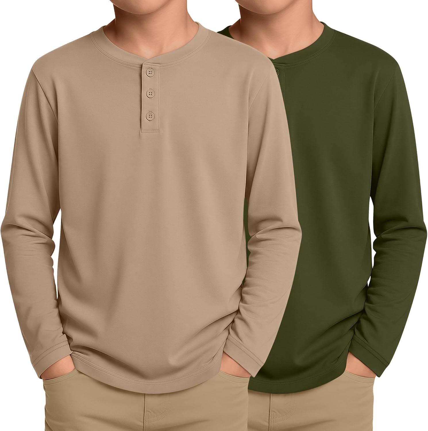 Amazon.com: JoyMotion 2 Pack Boys' Long Sleeve Henley Shirts 5-6Y ...