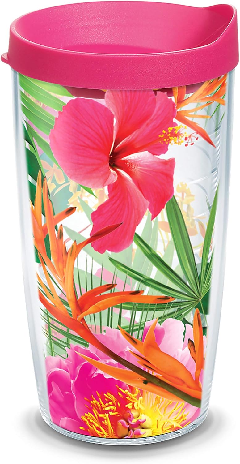 Tervis Tropical Hibiscus Photo Insulated Tumbler 16oz Clear