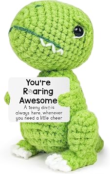 Inspirational Crochet Cheerful Dinosaur Handmade Cute Reminder Emotional Support Funny Gift for Women Student College Coworkers Birthday Graduation Christmas Stuffers Friendship Youre Awesome