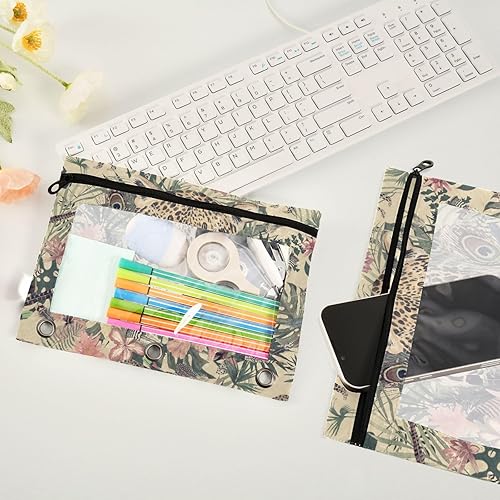 Miniatura 4 de Estuche para lápices para carpeta de 3 anillas, paquete de 2 carpetas con ventana transparente y estuche con cremallera para almacenar suministros