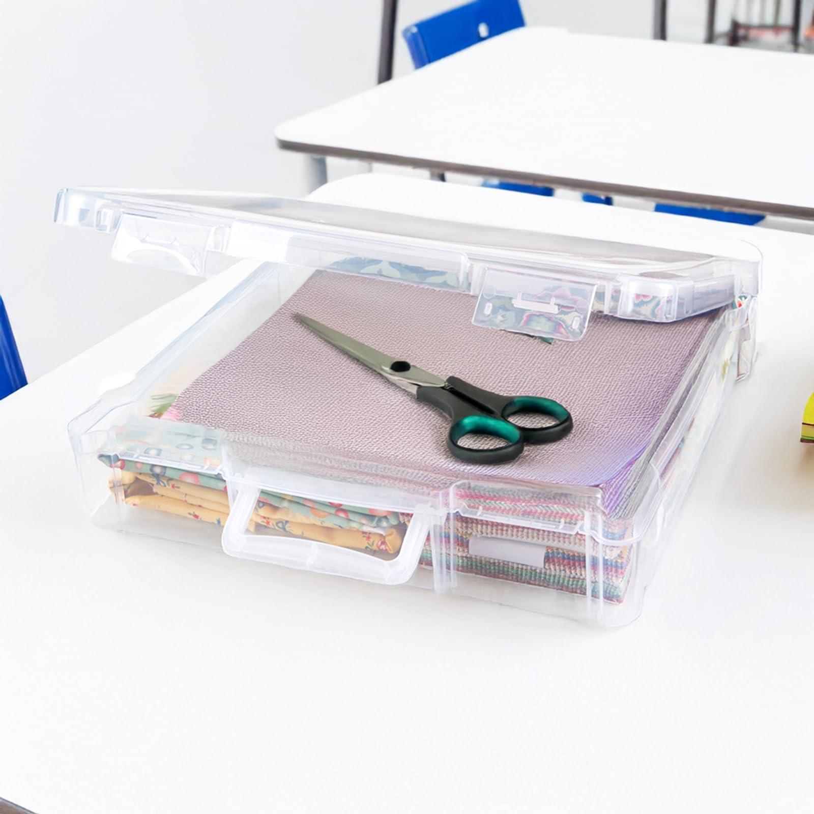 ArtBin 6913ZZ 12 x 12 draagbare kunst & ambachtelijke organizer met handvat 3-pack, [3] plastic opbergkoffers, transparant
