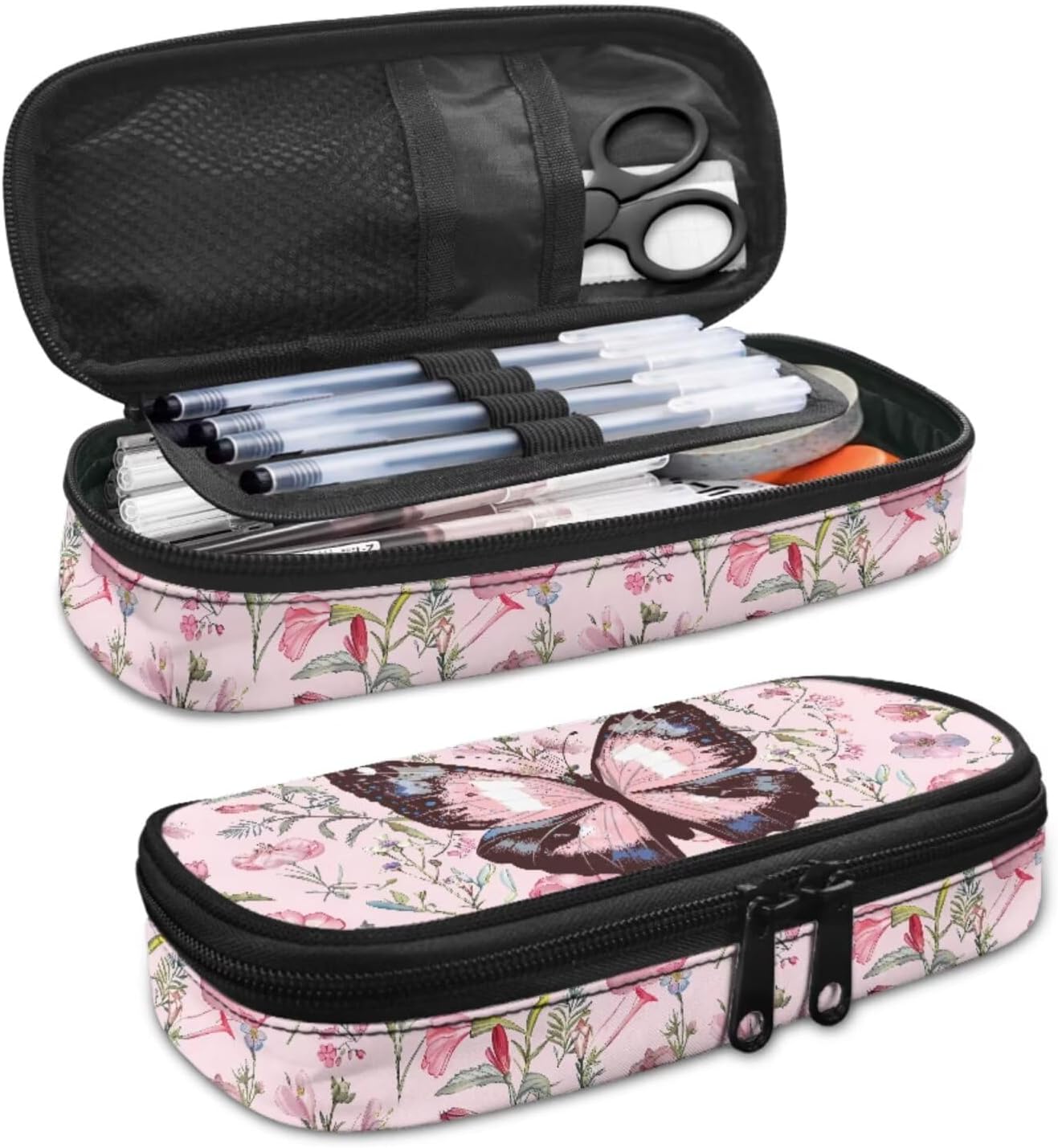 Flashideas Cute Butterfly Kids Backpack Set 4Pcs Backpack for School Girls with Lunch Box Pencil Case and 2Pcs Bookmark Toddler Bookbag Casual Daypack for Elementary Primary Middle School Bookbag