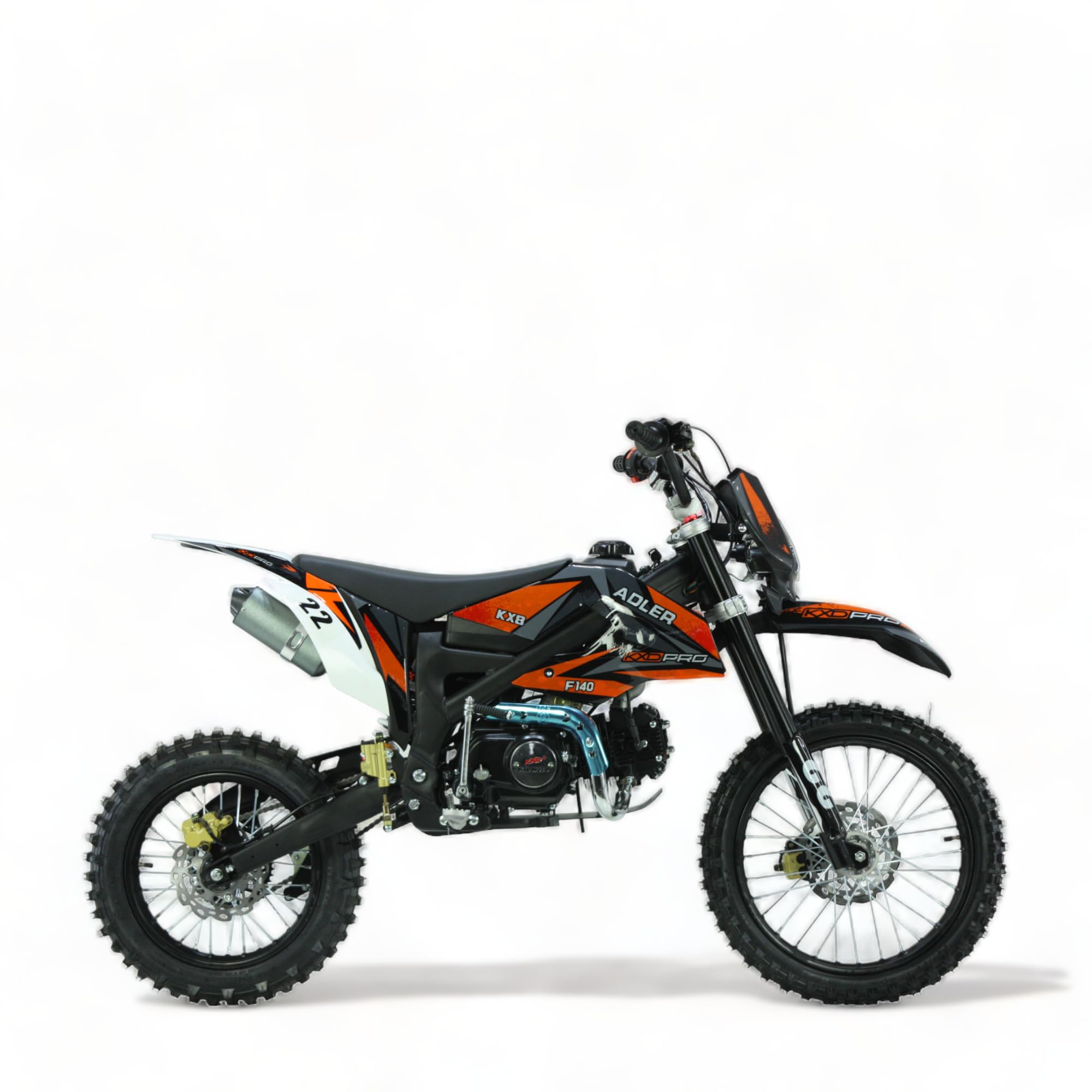 KXD 612 Adler 140CC 17″ 14″ Adler 140ccm Dirt Bike Cross Bike E&K mit Scheinwerfer Cross Offroad-Power Motor 90 km/h Orange