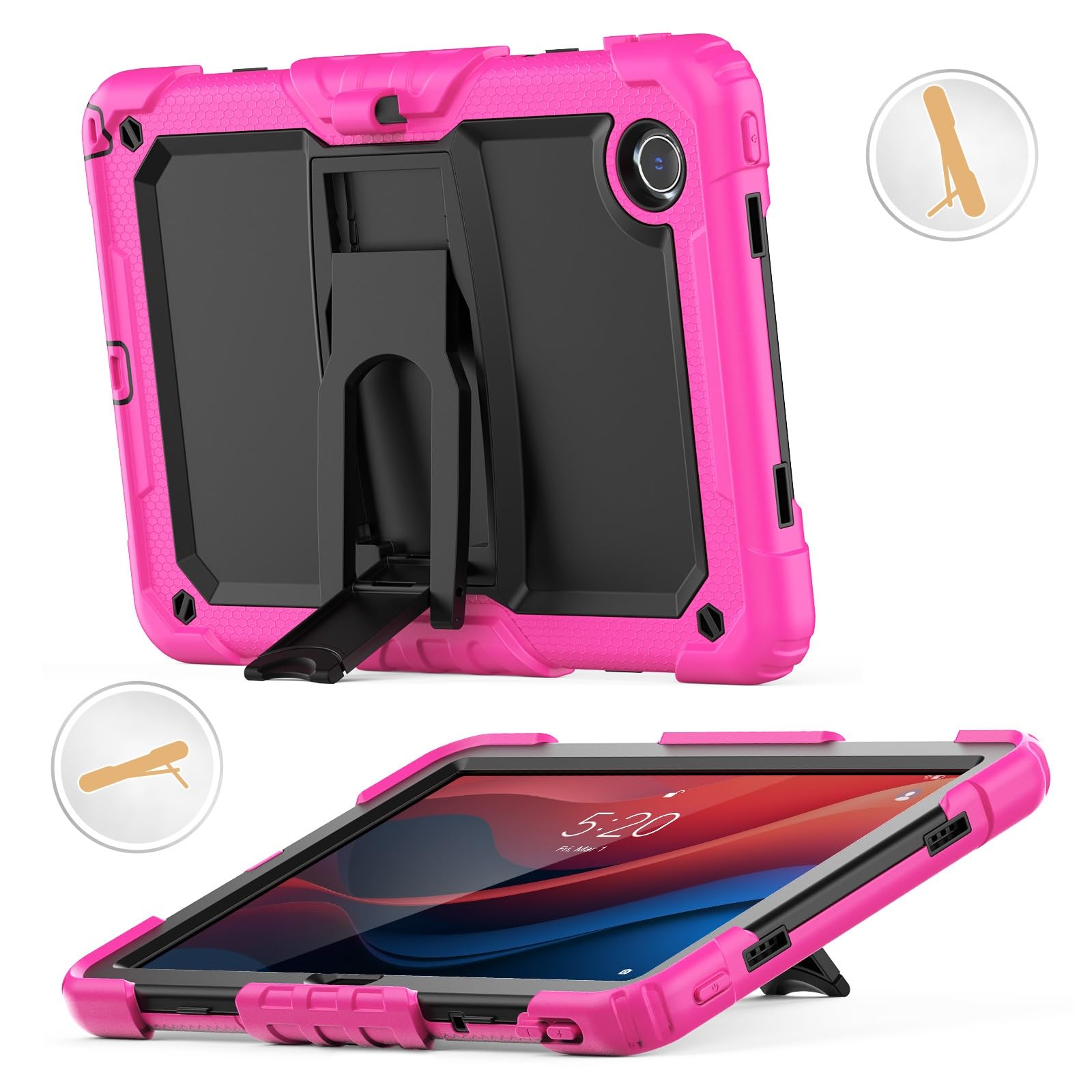Custodia protettiva per tablet PC per bambini compatibile con Lenovo Tab M11 TB-330FU/Lenovo Xiaoxin Pad 2024 TB-331FC, guscio infrangibile tre in uno, a prova di cadute, antipolvere, antiurto, staffa