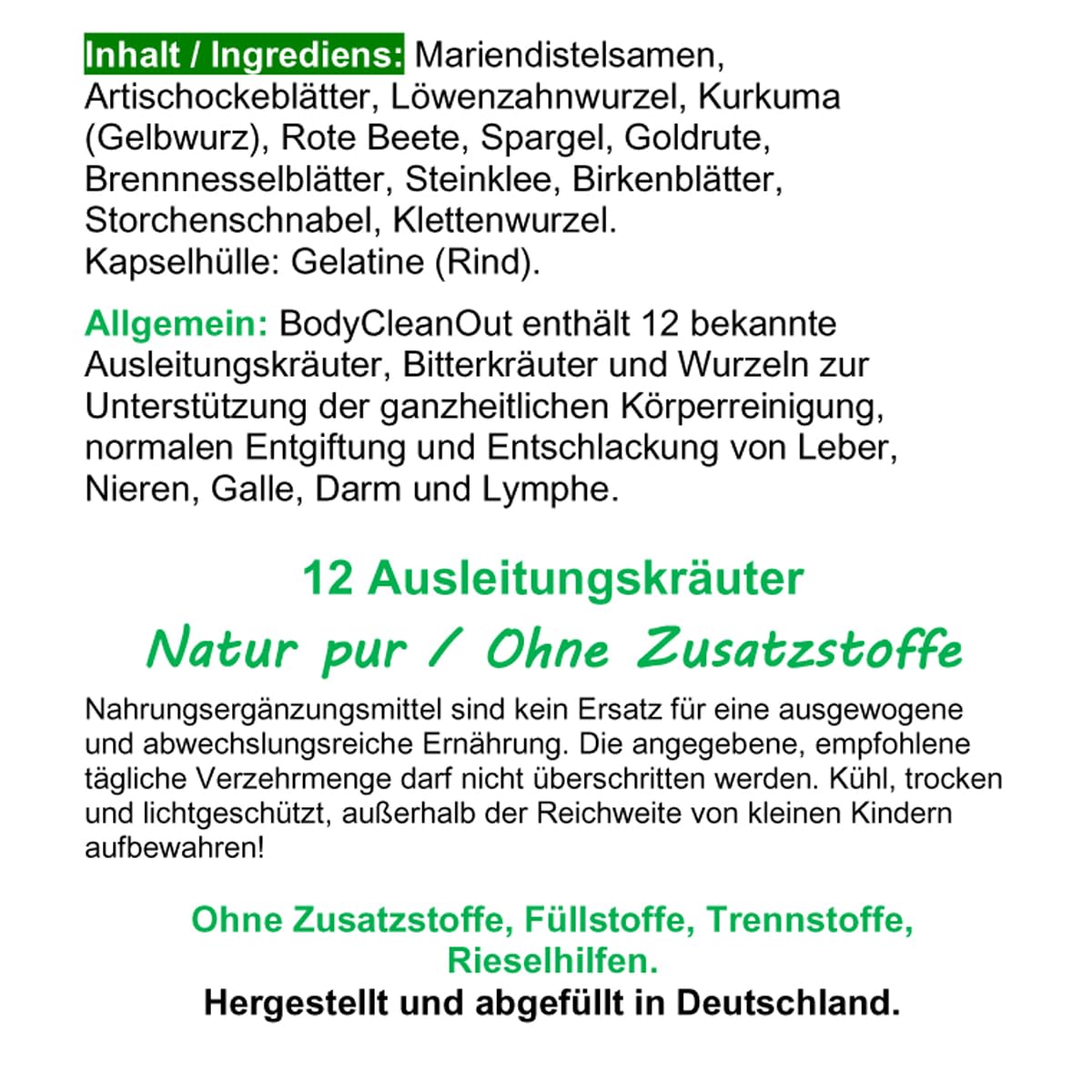 Bitterstoffe 360 (3x120) Pulver Kapseln BODY Clean Out - 12 Kräuter nach HILDEGARD von BINGEN. Mariendistel Artischocke Löwenzahn Kurkuma Brennnessel u.v.m. NATUR pur [OHNE Zusatzstoffe] 26507-3