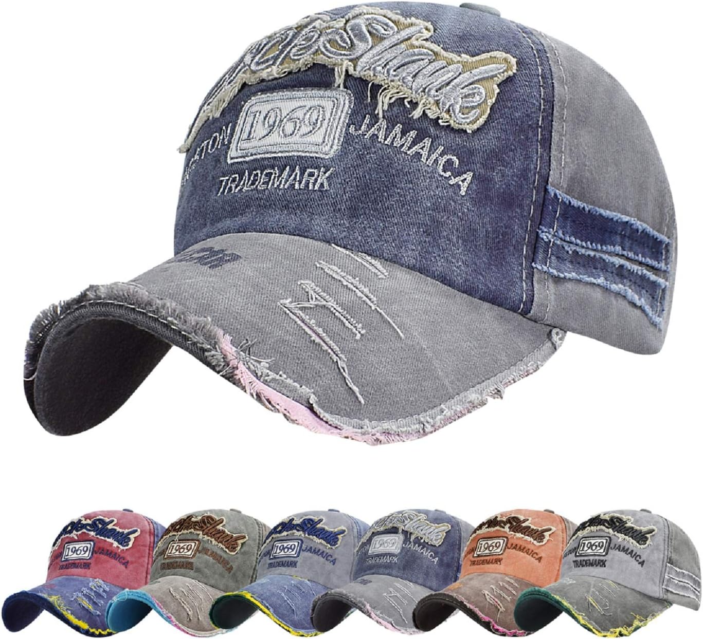Baseball Cap Classic Sports Casual Summer Cap Plain Sun Hat Unisex Adjustable Rock Shark Vintage Distressed Cotton Baseball Caps Edge Grinding Do Old Hat