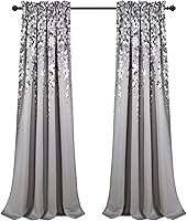 Vista 7 de Lush Decor Weeping Flower - Paneles de cortina para ventana con filtro de luz, par, 52" de ancho x 95" de largo + 2" de cabecera, gris
