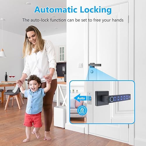 Miniatura 5 de Cerradura de puerta de huellas dactilares, cerradura biométrica de puerta inteligente, cerradura de puerta de entrada sin llave para dormitorio,